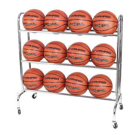 CHAMPRO Carro vertical con ruedas para 12 balones de baloncesto, voleibol y más