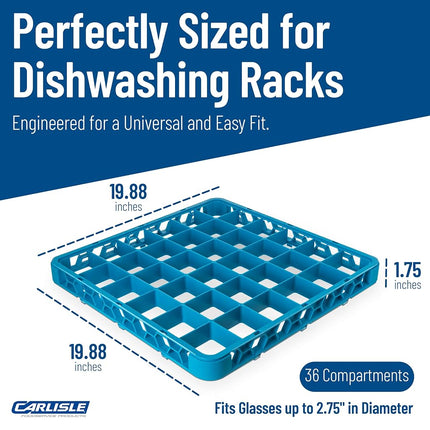 Carlisle FoodService Products CFS RE36C24 OptiClean 36 Compartment Divided Glass Rack Extender, 1.78", Orange