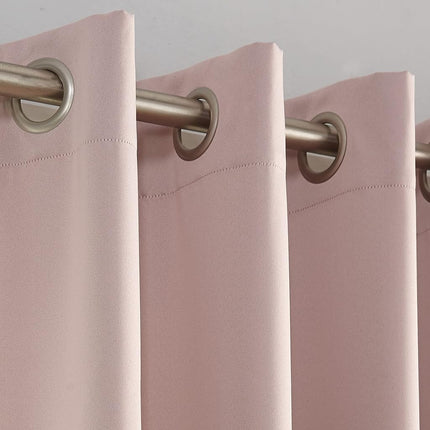 Sun Zero Barrow 2-Pack Solid Total Blackout Grommet Curtain Panel Pair, 54" x 63", Blush