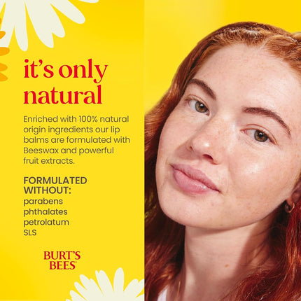 Burt's Bees 100% Natural Moisturizing Lip Balm, Pomegranate with Beeswax and Fruit Extracts - 2 Tubes