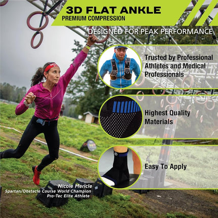 Pro-Tec Athletics 3D Flat Premium Ankle Sleeve, Black/Blue, Medium