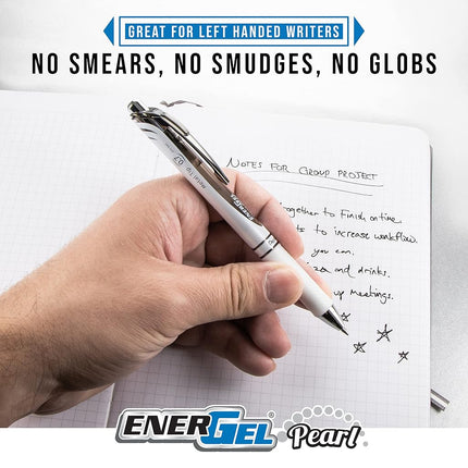 Pentel Energel Pearl Retractable Liquid Gel Pen .7Mm 4/Pkg-Black, Red, Blue & Violet Inks