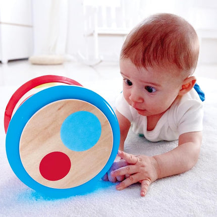 Hape Baby Drum | Colourful Rolling Drum Musical Instrument Toy for Toddlers 6 months and up | Rhythm & Sound Learning, Battery Powered