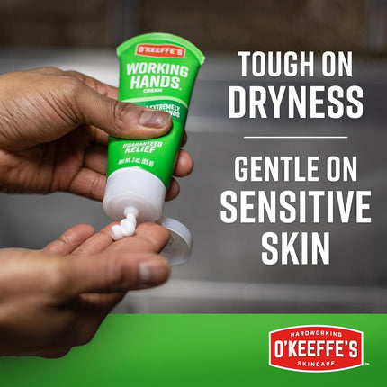 O'Keeffe's Working Hands Hand Cream; Relieves and Repairs Extremely Dry Hands; 3 oz Tube; (Pack of 2)