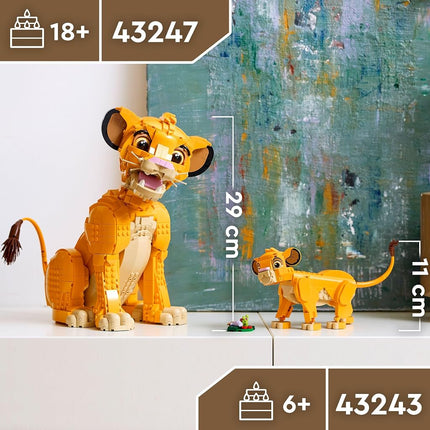 LEGO ǀ Disney Young Simba the Lion King - Collectible Animal Figure Building Set - Nostalgic Gift for Mothers - Home or Office Décor Model Kit for Adults - 43247