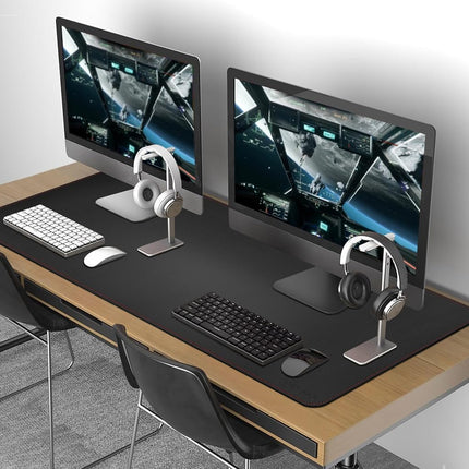 ZORESYN Desk Pad (150x50cm), PU Leather Desk Blotter Protector, Large Gaming Mousepad Desk Mat - Waterproof Non Slip Base Keyboard Extended Mouse Mat (Black)