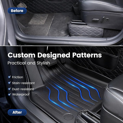 Floor Mats for Tesla Model Y 2021-2023 2024, 4 Pcs Mats Custom Fit All Weather, Waterproof TPE Interior Cargo Liners & Rear Trunk Mats with Anti-Slip for Model Y 5-Seater (Not Fit 7-Seat)