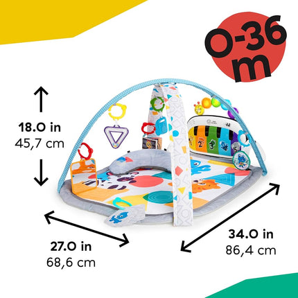 Baby Einstein 4-in-1 Kickin Tunes Play Gym, Tummy Time Baby Play Mat with Kick Piano, Music & Language Discovery, Sensory Toys, Lights & Sounds, for Newborns & Up