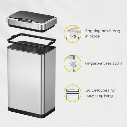 EKO Kitchen Automatic Sensor Rubbish Bin, 50L, Stainless Steel
