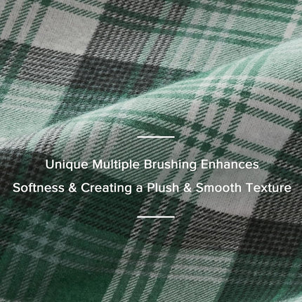 WOOLRICH Cotton Sheet Set Cottage Charms Print, 100% Cotton Flannel Sheets Warm & Fuzzy Bedding Set Queen Size Sheets, Fitted Pocket Fits Up to 14" Mattress, Queen Green Plaid, 4 Piece