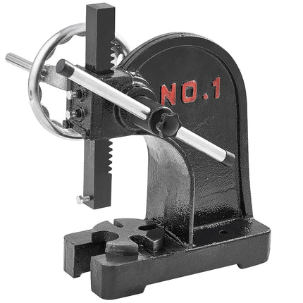 VEVOR Arbor Press, 1 Ton Manual Arbor Press with Handwheel, 15cm Maximum Height, Cast Iron Heavy-duty Manual Desktop Arbor Press, Precision Hand Press for Stamping, Bending, Stretching, Forming