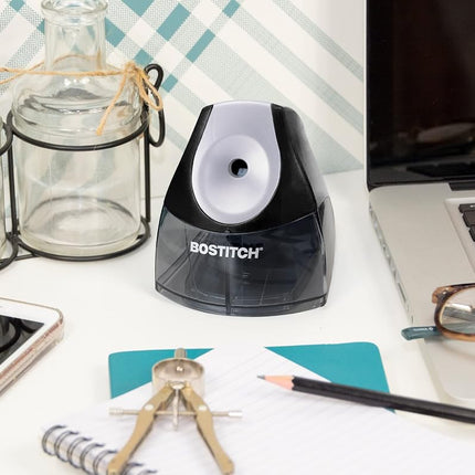 Bostitch Office Personal Electric Pencil Sharpener, Powerful Stall-Free Motor, High Capacity Shavings Tray, 7yr Warranty, Chrome Metallic