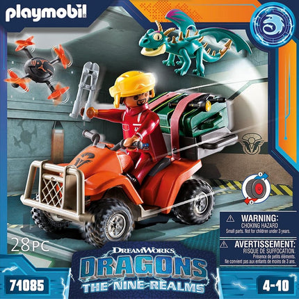 Playmobil 71085 How to Train your Dragon: Nine Realms ICarus Base Security Set, quad with pull-back motor and TV characters, Fun Imaginative Role-Play, Playset Suitable for Children Ages 4+