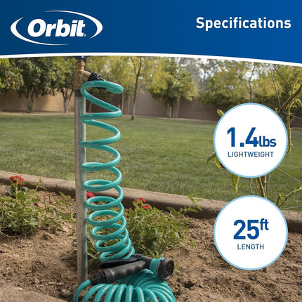Orbit 26381 Coil Garden Hose, 25 ft, Blue