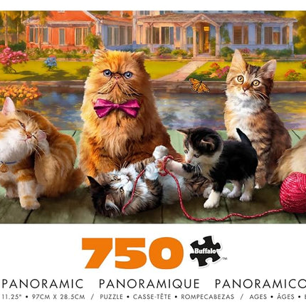 Buffalo Games - Panoramic Series - Cats - 750 Piece Jigsaw Puzzle for Adults - Challenging Puzzle Perfect for Game Nights - Finished Size is 38.25 x 11.25
