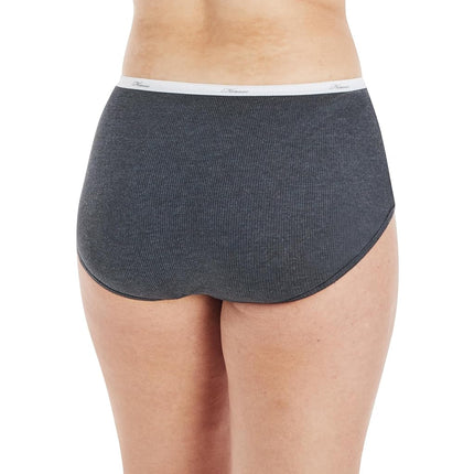 Hanes Women's Ribbed Cotton Brief Underwear 6-Pack, Assorted, 7