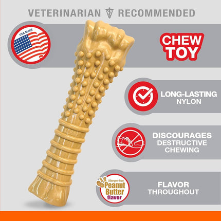 Nylabone Dura Chew Extreme Tough Dog chew Toy Bone, Allergen Free Peanut Butter Flavour, XL, for Dogs Over 23 kg Large for Extreme Chewers, Peanut Butter
