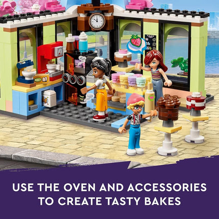 Lego Friends Heartlake City Café Shop Toy for Kids, Bakery Building Set, Birthday Gift Idea for Girls and Boys Ages 6 Years and Up with 3 Mini Dolls and a Dog Toy Figure, 42618