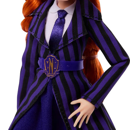 Monster High x Wednesday Doll, Agnes DeMille Collectible in Purple Nevermore Academy Uniform with Accessories Like Pen and Notebook Purse