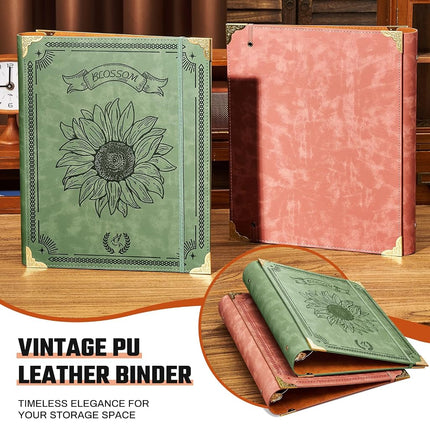 Ovesmusl Sunflower PU Leather 3 Ring Binder 2 Inch Fits 8.5"x11" Paper