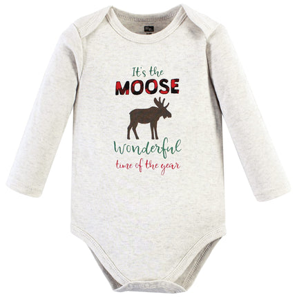 Hudson Baby unisex-baby Cotton Long-sleeve Bodysuits, Moose Wonderful Time, 12-18 Months