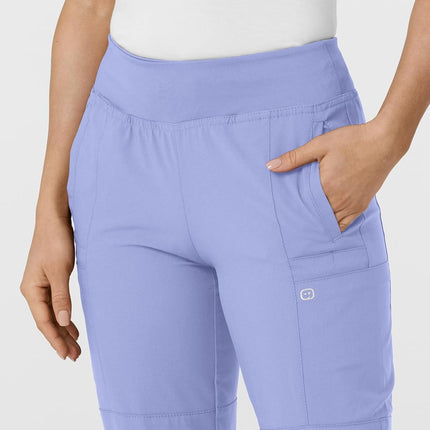 WonderWink 5555TCEILXLT W123 Women's Comfort Waist Cargo Jogger Pant, Ceil Blue, Tall-XL Size