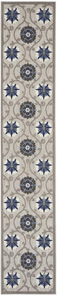 Alfombra Nourison Aloha Floral Geométrica Gris/Azul 2'3" x 12', (12' Pasillera)