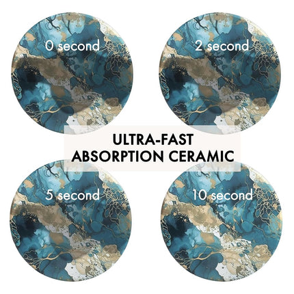 Ceramic Marble Coasters Set of 6, Absorbent Drink Coasters for Table