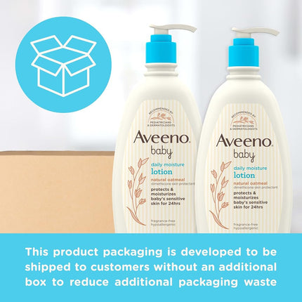 Aveeno Baby Daily Moisture Body Lotion, Fragrance-Free, 18 fl oz, 2 Pack