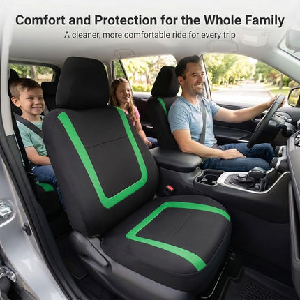 FH Group Car Seat Covers Front Set in Cloth-Car Seat Covers for Low Back Car Seats with Removable Headrest,Universal Fit,Automotive Seat Covers,Washable Car Seat Cover for SUV,Sedan,Van Green