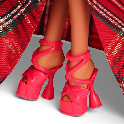 Barbie 2024 Holiday Barbie Dolls, Seasonal Collector Gift, Barbie Signature, Plaid Gown with Red Bow, Displayable Packaging, Light Brown Hair