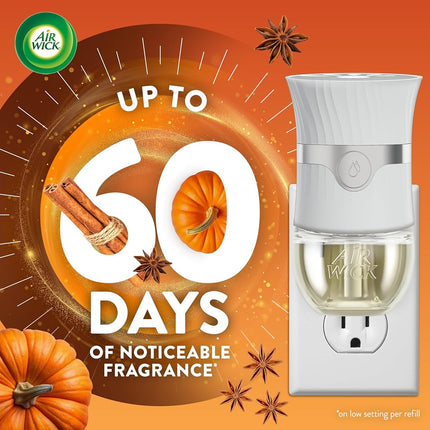 Air Wick Ambientador Eléctrico Recambio, 5 unidades, Calabaza Especiada, Ambientador, Aceites Esenciales, Aroma de Otoño, Decoración de Otoño