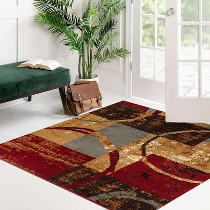 Unique Loom Barista Collection Area Rug - Kouillou (5' 4" Square, Multi/Brown)