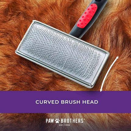 Ryan's Pet Supplies Paw Brothers Soft Flat Slicker Brush for Dogs, Grooming Brush Small and Medium Dogs, Coated Tips, Gentle on Skin, Maximum Coverage, Medium