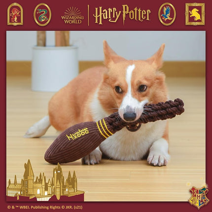 Harry Potter Nimbus 2000 Rope Pet Toy, 14 Inch | Nimbus 2000 Dog Toy for Tugging with Crinkle and Squeaker