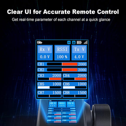 MEUS Racing ME-8B RC Transmitter 8 Channels 2.4GHz and Receiver for 1/8 1/10 1/18 1/24 RC Crawler Car Boat TRX4 TRX4M SCX10 SCX24 Upgrades Parts (Black)