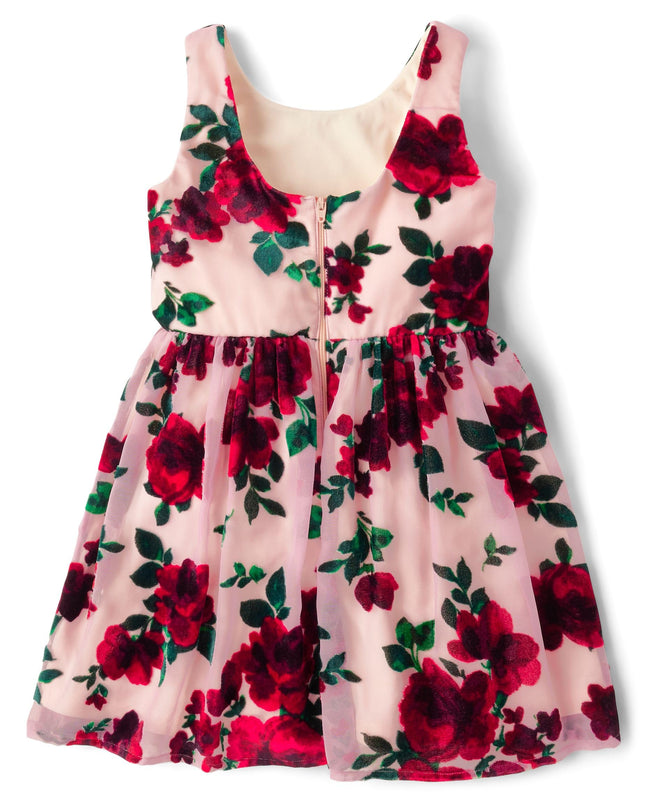 The Children's Place Robes habillées sans manches pour filles, Rose Poudré Fleuri, 8