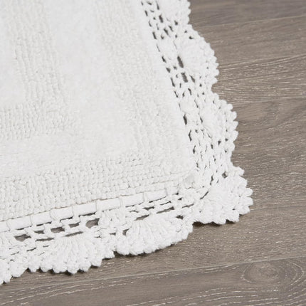 Laura Ashley Crochet Cotton 24x40 Bath Rug, Creamy White