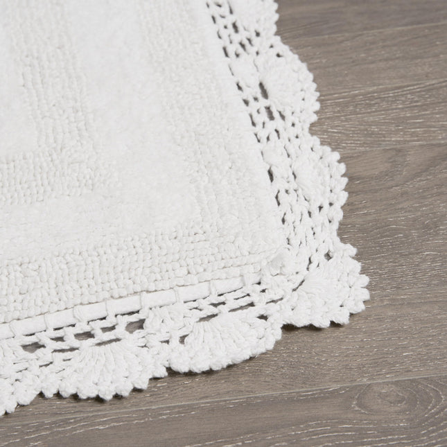 Laura Ashley Crochet Cotton 24x40 Bath Rug, Creamy White