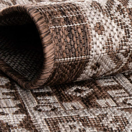 Unique Loom Outdoor Aztec Collection Area Rug - Chalca (5' 3" Square, Brown/Ivory)