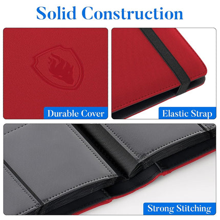 Fabmaker Trading Card Binder 9 Pocket, Card Collection Binder for 360 Cards, Premium PU Card Book, Sturdy Card Folders, Card Holder Binder, Card Album for MTC, TCG, Game Cards, Sports Cards, Red