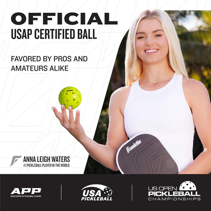 Franklin Sports Outdoor - X-40 Pickleball Balls - USA (USAPA) Approved - 12 Pack Outside - Optic Yellow - US Open Ball