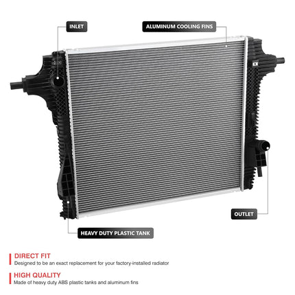 DNA MOTORING Front Fatctory OE Style Radiator Compatible With F-250 Super Duty 2017-2022 / F-350 Super Duty 2017-2022/6.2L, Automatic, 13717, FO3010356, OEM-RA-13717
