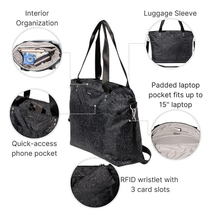 Baggallini Carryall Laptop Tote, Midnight Blossom Print, One Size