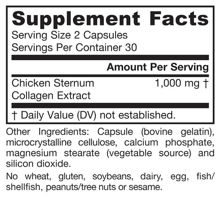 Jarrow Formulas Type 2 Collagen, Supports Skin and Joints, 500 mg, 60 Caps