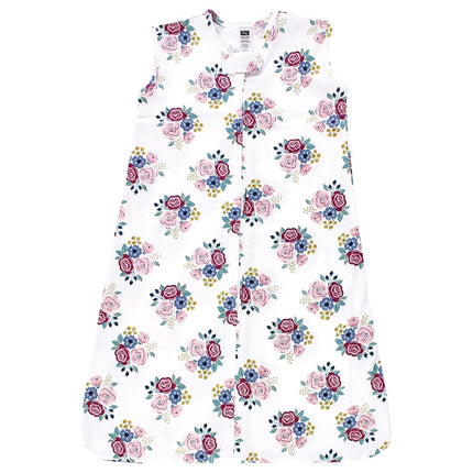 Hudson Baby Unisex Baby Cotton Sleeveless Wearable Sleeping Bag, Sack, Blanket, Blush Navy Floral, 6-12 Months
