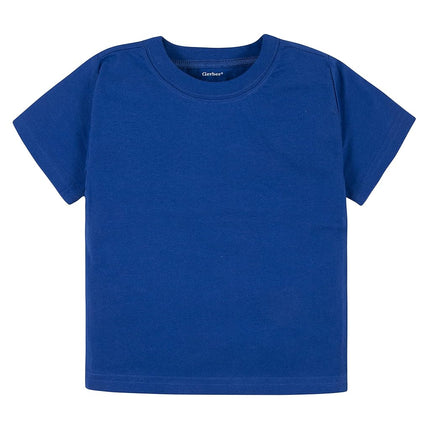 Gerber Baby Toddler 5-Pack Solid Short Sleeve T-Shirts Jersey 160 GSM, Royal, 3T