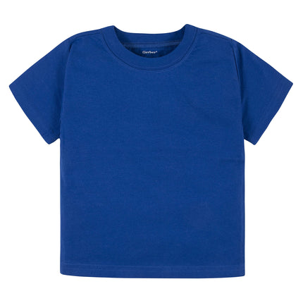 Gerber Baby Toddler 5-Pack Solid Short Sleeve T-Shirts Jersey 160 GSM, Royal, 2T