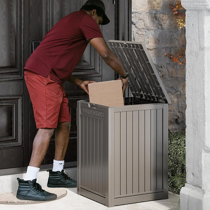 48 Gallon Package Delivery Box for Porch, Storage Box with Lockable Secure, Large Double-Wall Resin Outdoor Package Delivery and Waterproof Deck Box
