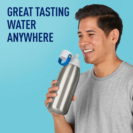 Brita Insulated Filtered Water Bottle with Straw, Reusable, Stainless Steel Metal, 32 Ounce